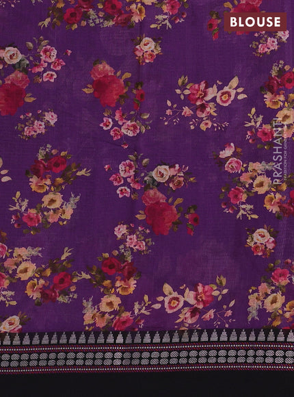 Purple & Black  Kota Silk Cotton Saree - Floral Prints