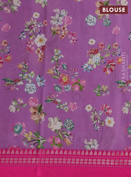 Purple & Blue  Kota Silk Cotton Saree - Floral Prints