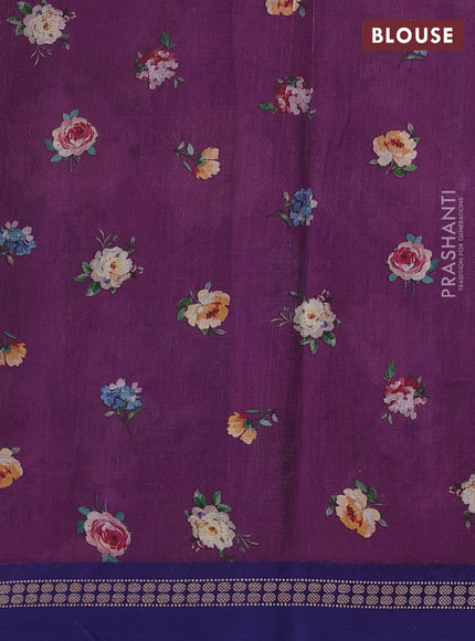 Purple & Blue  Kota Silk Cotton Saree - Floral Prints