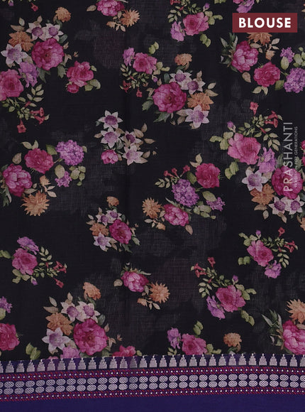 Black & Blue  Kota Silk Cotton Saree - Floral Prints