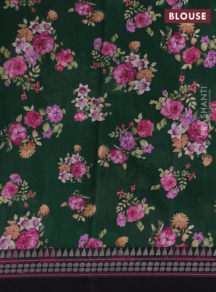 Green & Black  Kota Silk Cotton Saree - Floral Prints