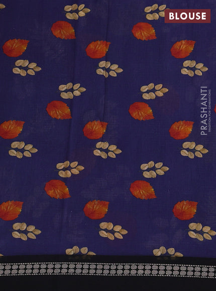 Blue & Black  Kota Silk Cotton Saree - Floral Prints