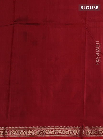 Green & Red Banarasi Katan Silk Saree - Zari Butta