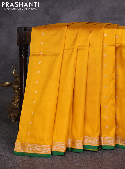 Yellow & Green Banarasi Katan Silk Saree - Zari Butta