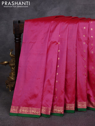Pink & Green Banarasi Katan Silk Saree - Zari Butta