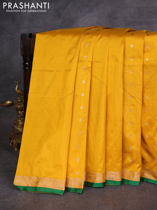 Yellow & Green Banarasi Katan Silk Saree - Zari Butta