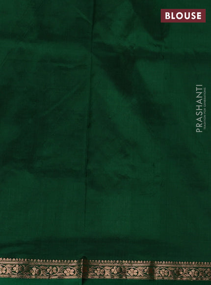 Orange & Green Banarasi Katan Silk Saree - Zari Butta