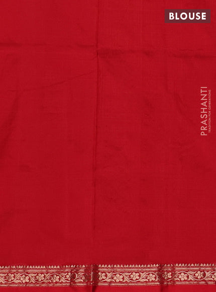 Cs Blue & Red Banarasi Katan Silk Saree - Zari Butta