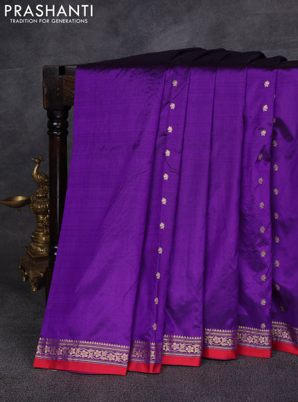 Purple & Red Banarasi Katan Silk Saree - Zari Butta
