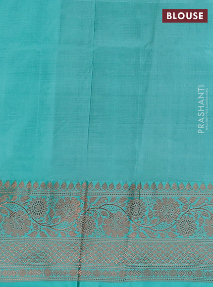 Peacock Blue & Teal Blue Banarasi Katan Silk Saree - Zari Butta