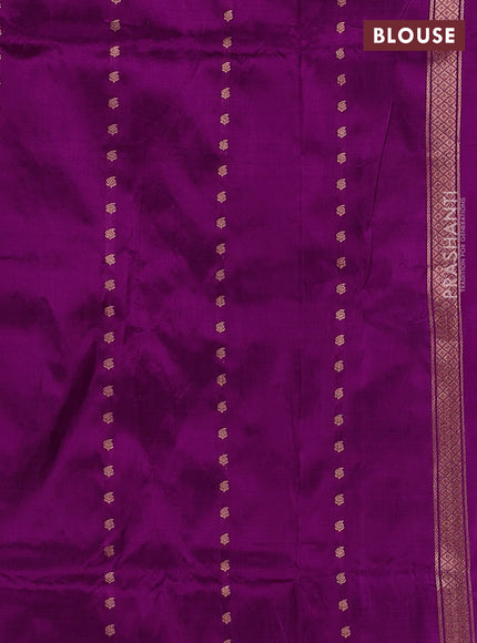Light Green & Purple Banarasi Katan Silk Saree - Zari Butta