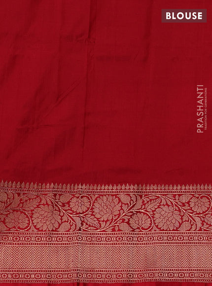 Blue & Red Banarasi Katan Silk Saree - Zari Butta