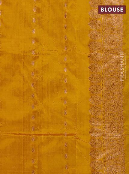 Red & Yellow Banarasi Katan Silk Saree - Zari Butta