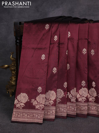 Maroon &  Banarasi Katan Silk Saree - Zari Butta