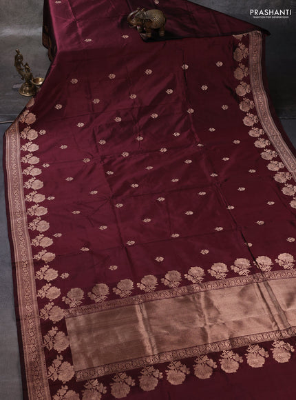 Maroon &  Banarasi Katan Silk Saree - Zari Butta