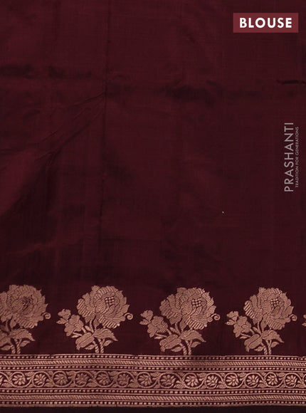 Maroon &  Banarasi Katan Silk Saree - Zari Butta