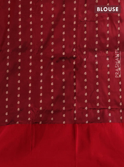 Bottle Green & Red Banarasi Katan Silk Saree - Zari Butta
