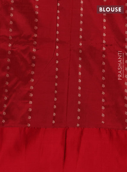 Blue & Red Banarasi Katan Silk Saree - Zari Butta