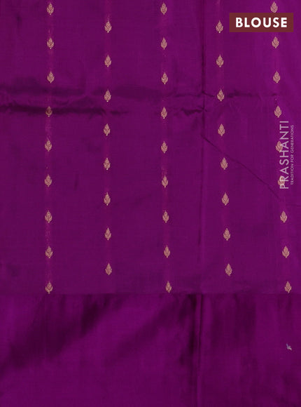 Peacock Green & Purple Banarasi Katan Silk Saree - Zari Butta