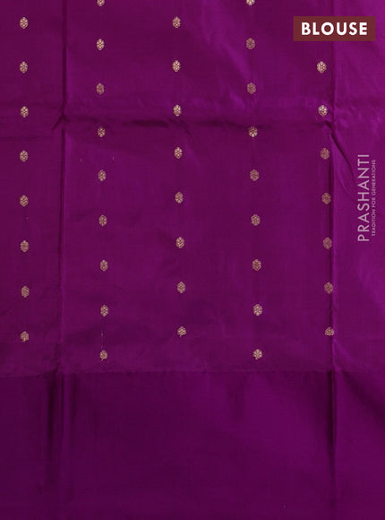 Red & Purple Banarasi Katan Silk Saree - Zari Butta
