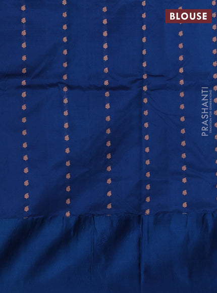 Light Blue & Peacock Blue Banarasi Katan Silk Saree - Zari Butta