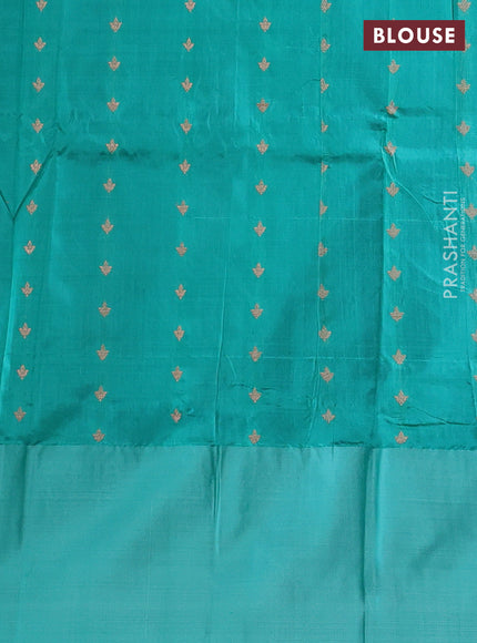 Violet & Teal Blue Banarasi Katan Silk Saree - Zari Butta
