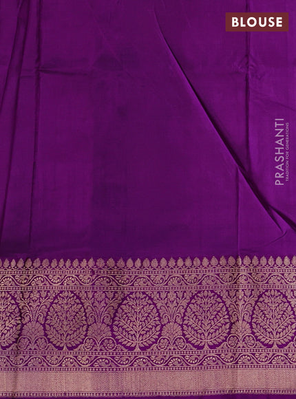 Blue & Purple Banarasi Katan Silk Saree - Zari Butta