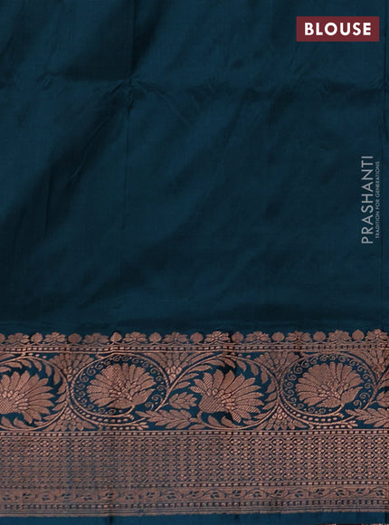 Wine & Peacock Green Banarasi Katan Silk Saree - Zari Butta