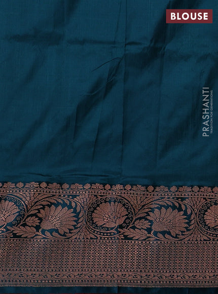 Maroon & Peacock Green Banarasi Katan Silk Saree - Zari Butta