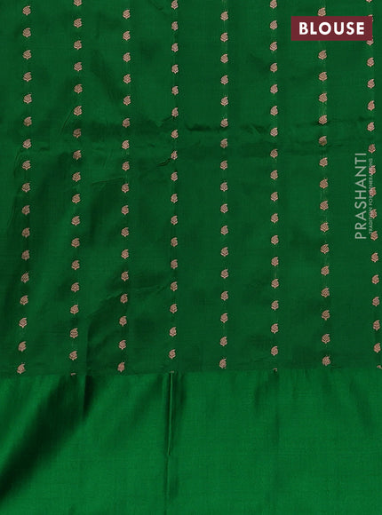 Teal  & Green Banarasi Katan Silk Saree - Zari Butta