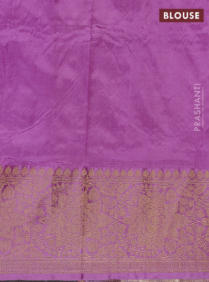 Lime & Lilac Banarasi Katan Silk Saree - Zari Butta