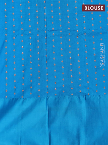 Pink & Cs Blue Banarasi Katan Silk Saree - Zari Butta