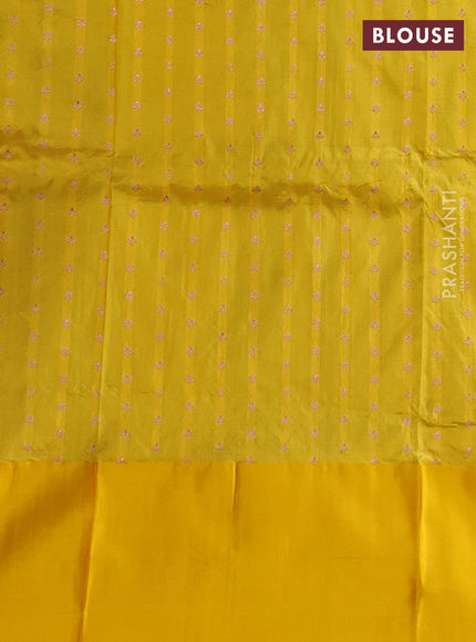 Purple & Yellow Banarasi Katan Silk Saree - Zari Butta