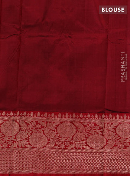 Purple & Red Banarasi Katan Silk Saree - Zari Butta