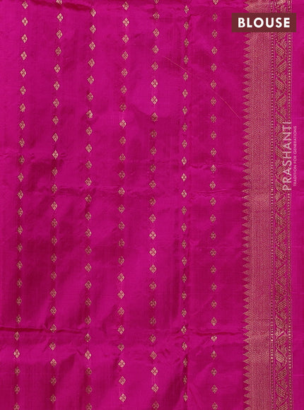 Yellow & Pink Banarasi Katan Silk Saree - Zari Butta