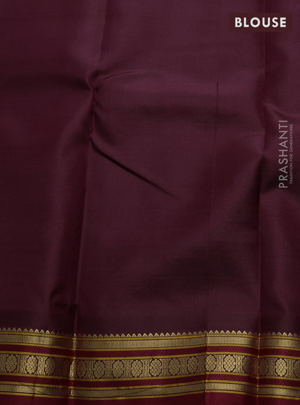 Wine & Maroon Pure Kanchipuram Silk - Zari Butta