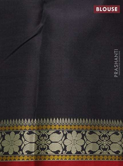 Black & Maroon Pure Kanchipuram Silk - Zari Butta