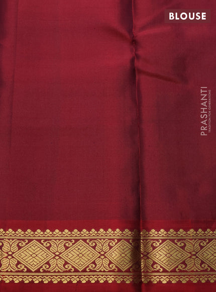 Wine  & Maroon Pure Kanchipuram Silk - Zari Butta