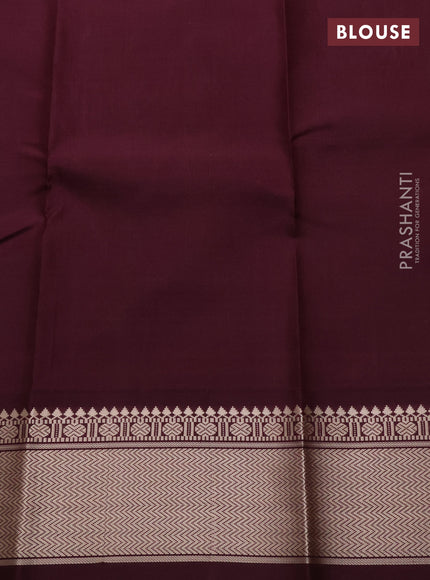 Cream & Wine Pure Kanchipuram Silk - Zari Butta