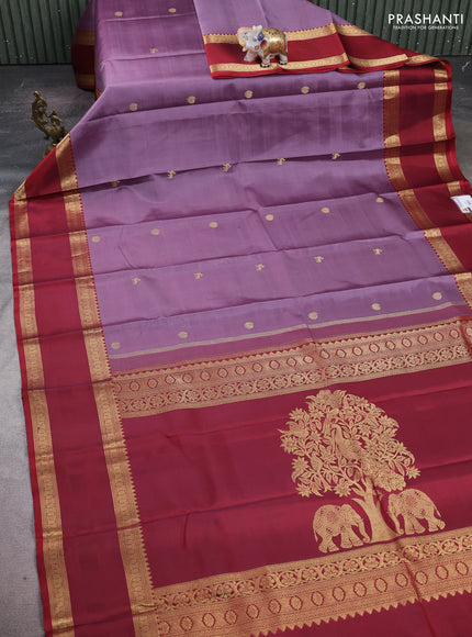 Pastel Purple & Maroon Pure Kanchipuram Silk - Zari Butta