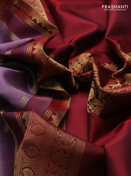 Pastel Purple & Maroon Pure Kanchipuram Silk - Zari Butta