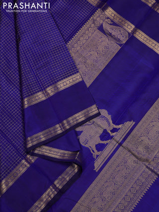 Blue Pure Kanchipuram Silk - Checks