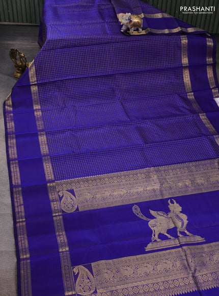 Blue Pure Kanchipuram Silk - Checks