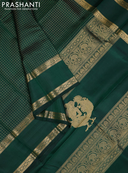Green Pure Kanchipuram Silk - Checks