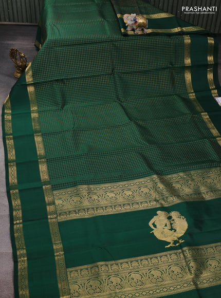 Green Pure Kanchipuram Silk - Checks