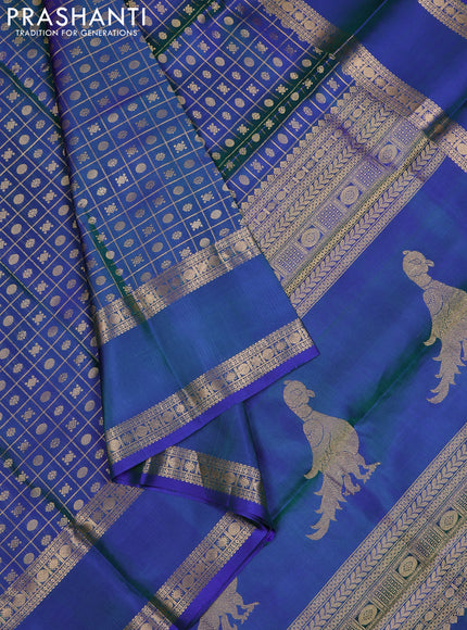 Blue Pure Kanchipuram Silk - Checks