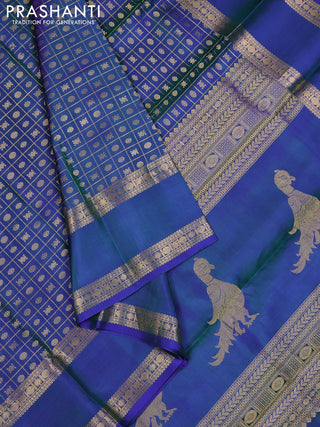 Blue Pure Kanchipuram Silk - Checks