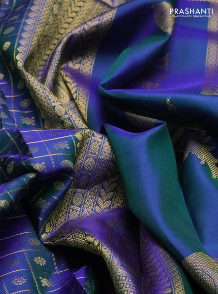 Blue Pure Kanchipuram Silk - Checks