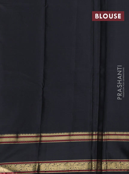 Peach & Black Pure Kanchipuram Silk - Zari Butta