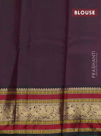 Purple & Green Pure Kanchipuram Silk - Zari Butta